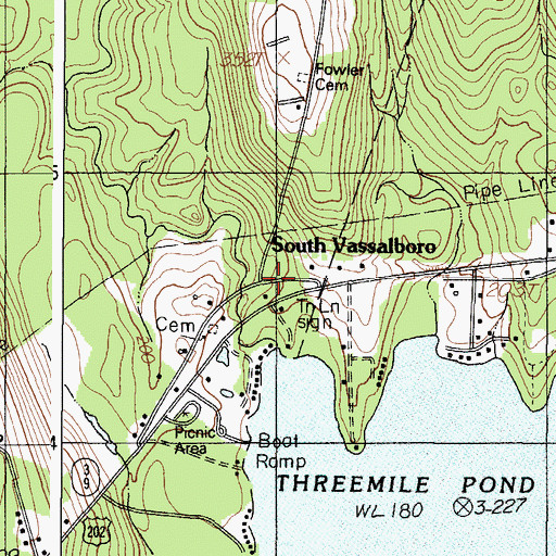 Topographic Map of South Vassalboro, ME