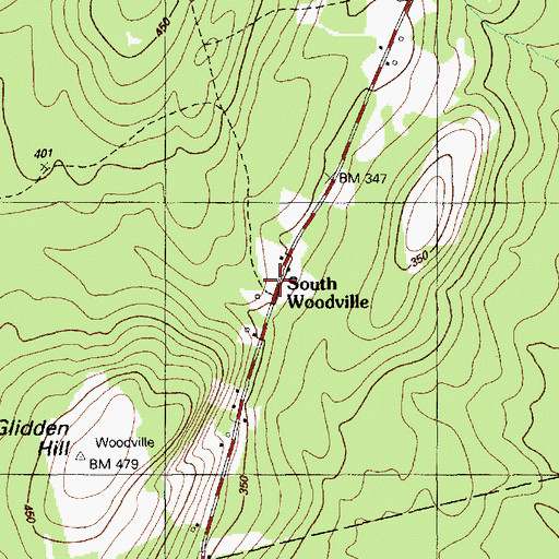 Topographic Map of South Woodville, ME
