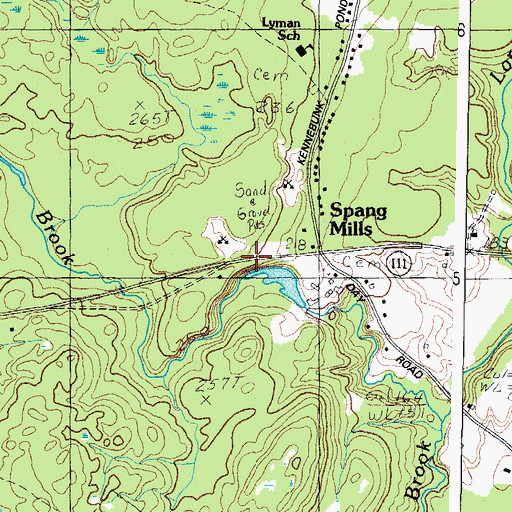 Topographic Map of Spang Mills, ME