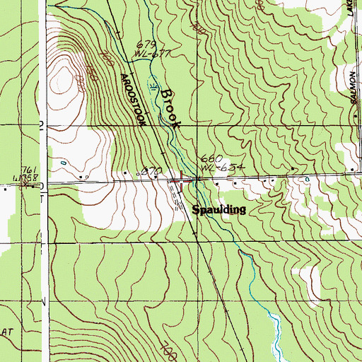 Topographic Map of Spaulding, ME