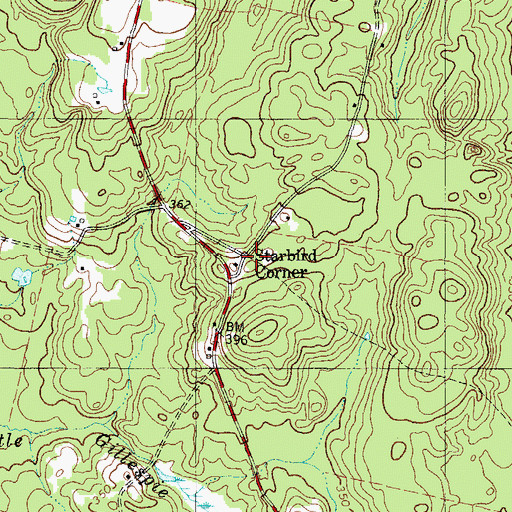 Topographic Map of Starbird Corner, ME