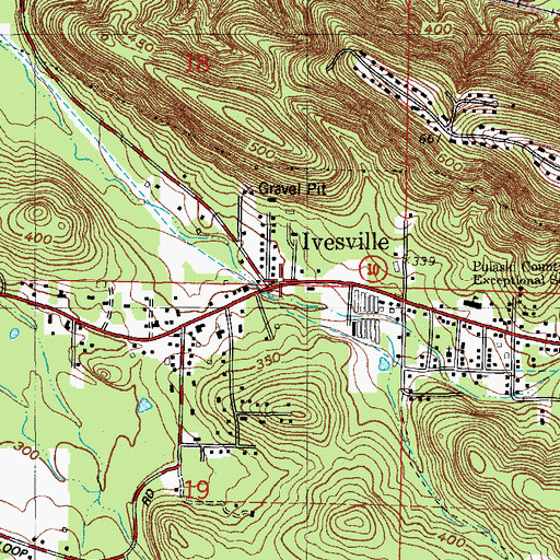 Topographic Map of Ivesville, AR
