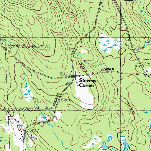 Topographic Map of Stevens Corner, ME