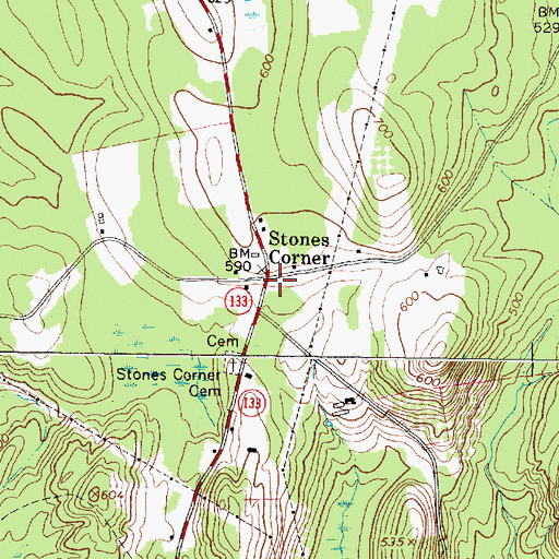 Topographic Map of Stones Corner, ME