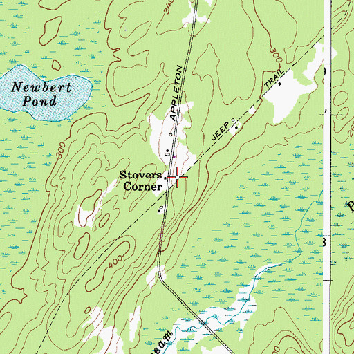 Topographic Map of Stovers Corner, ME