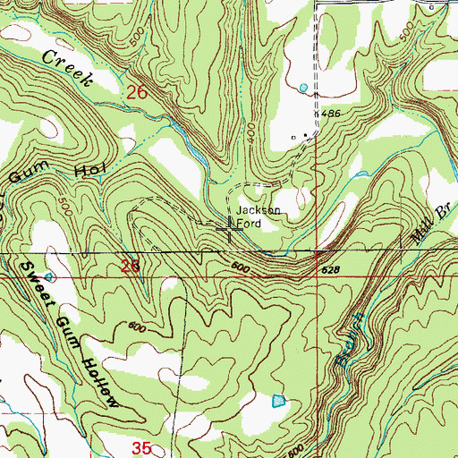 Topographic Map of Jackson Ford, AR