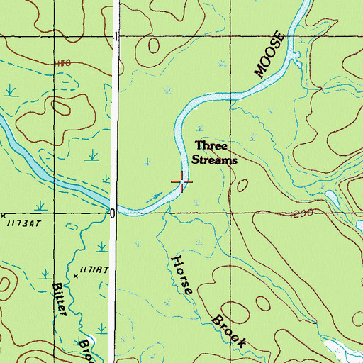 Topographic Map of Three Streams, ME