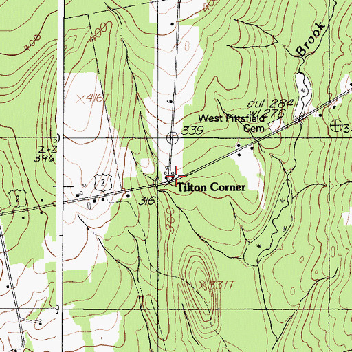 Topographic Map of Tilton Corner, ME