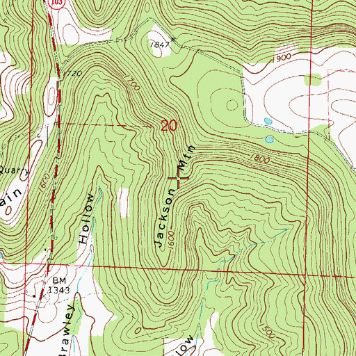 Topographic Map of Jackson Mountain, AR