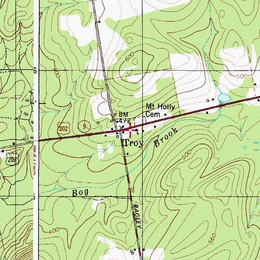 Topographic Map of Troy, ME