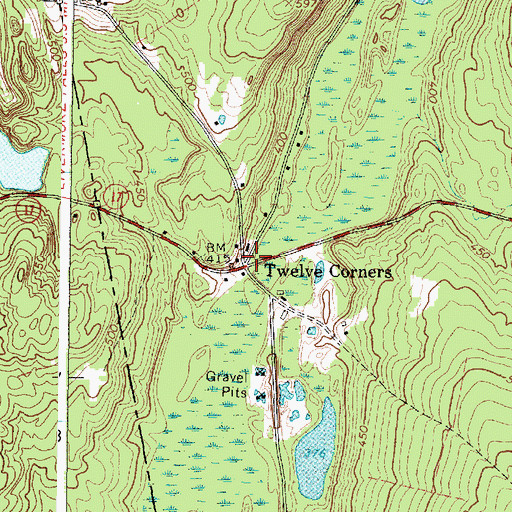 Topographic Map of Twelve Corners, ME