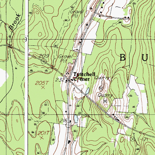 Topographic Map of Twitchell Corner, ME