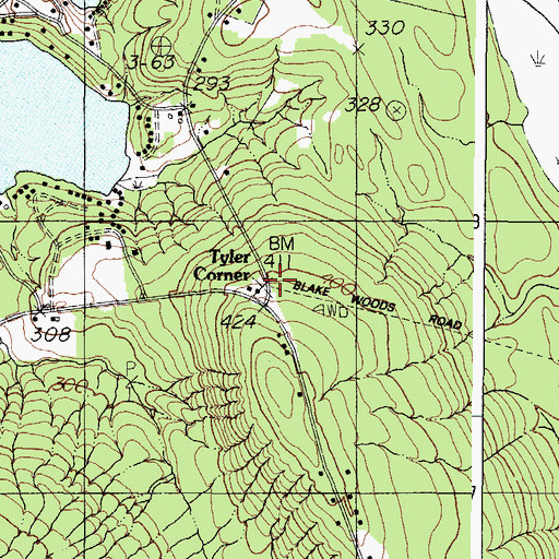 Topographic Map of Tyler Corner, ME