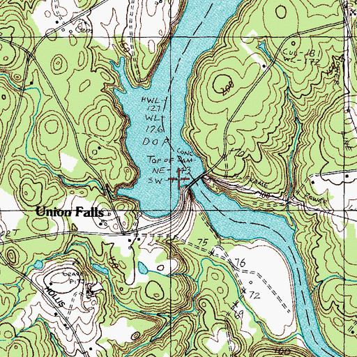 Topographic Map of Union Falls, ME