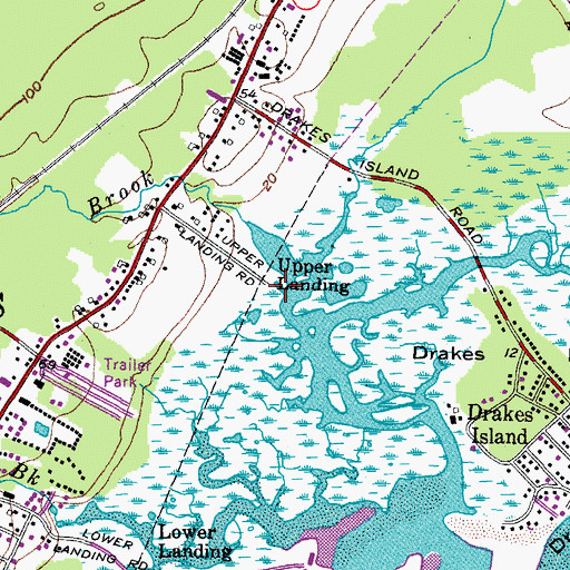 Topographic Map of Upper Landing, ME