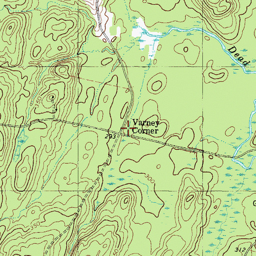 Topographic Map of Varney Corner, ME