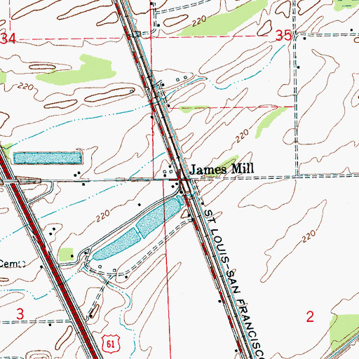 Topographic Map of James Mill, AR