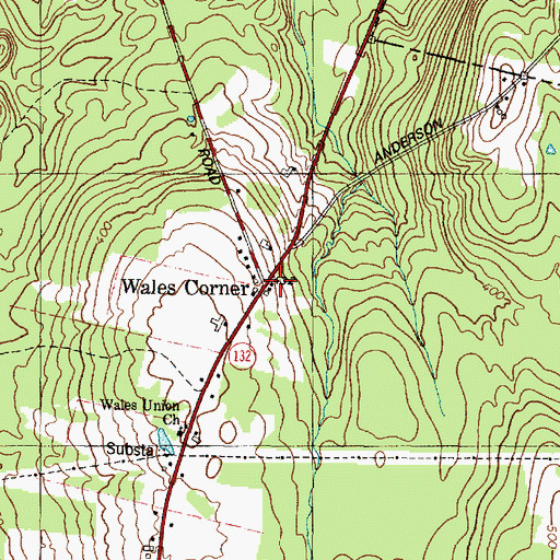 Topographic Map of Wales Corner, ME
