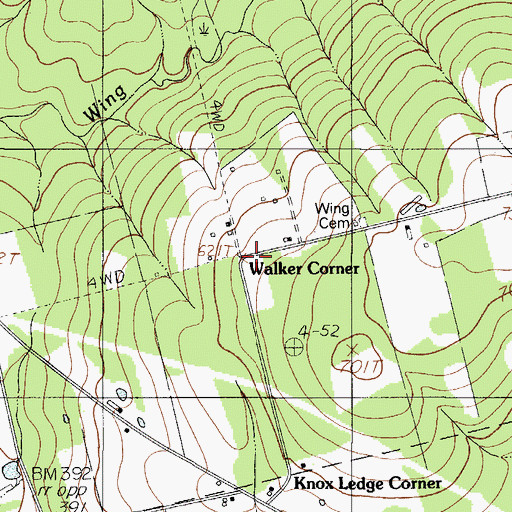 Topographic Map of Walker Corner, ME