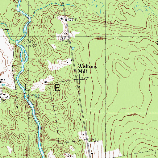 Topographic Map of Waltons Mill, ME