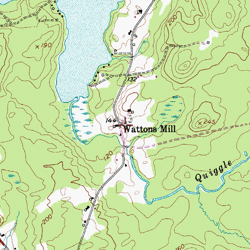 Topographic Map of Wattons Mill, ME