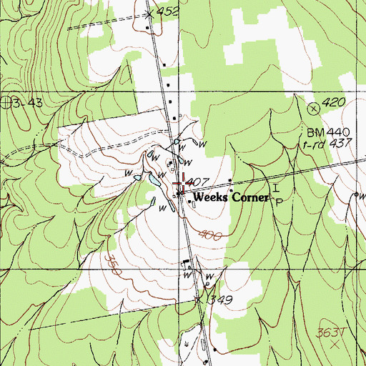 Topographic Map of Weeks Corner, ME