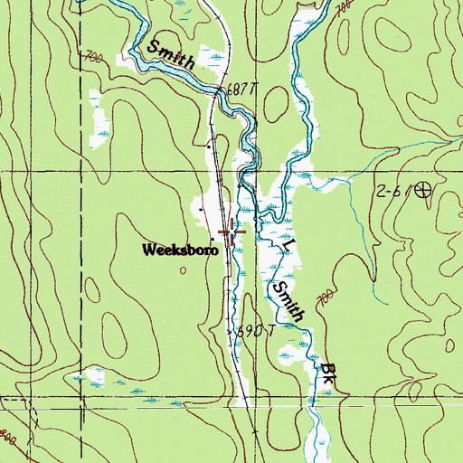 Topographic Map of Weeksboro, ME