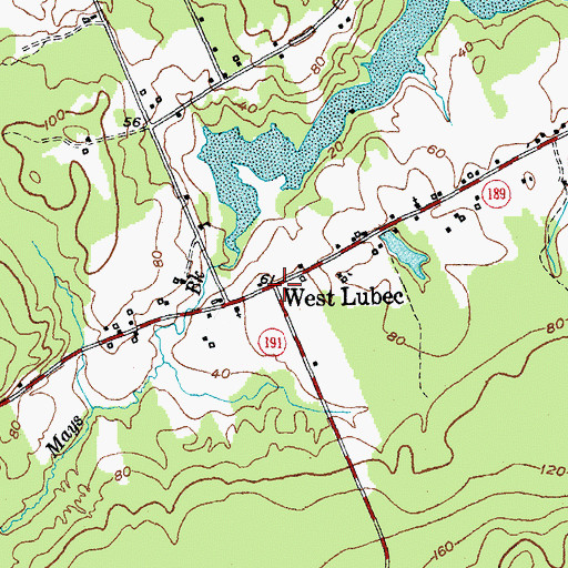 Topographic Map of West Lubec, ME