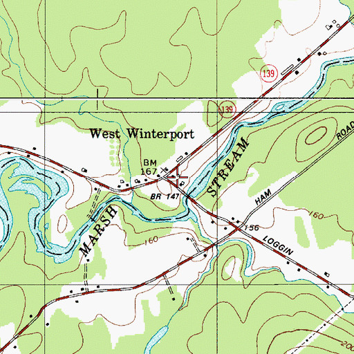 Topographic Map of West Winterport, ME