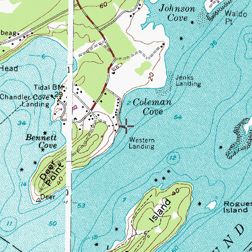 Topographic Map of Western Landing, ME