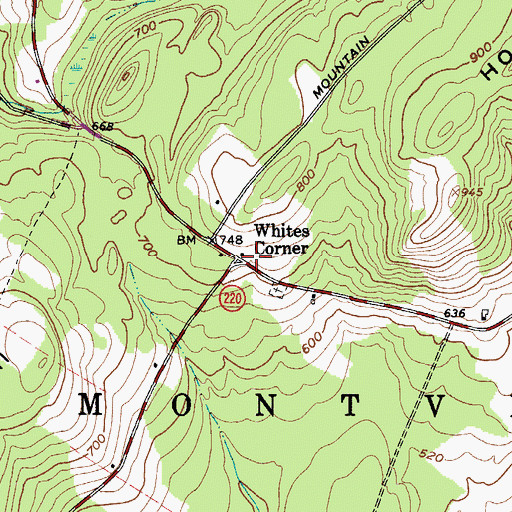 Topographic Map of Whites Corner, ME