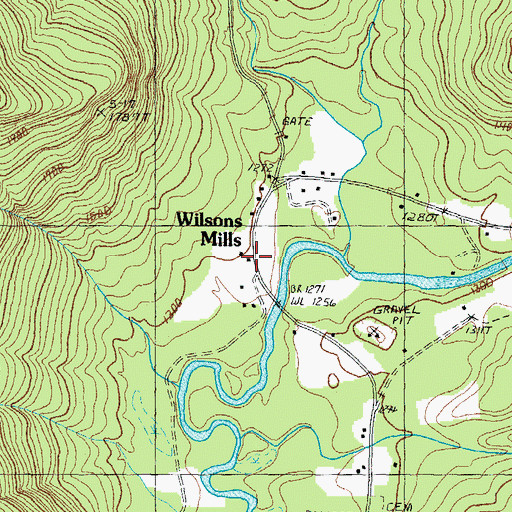 Topographic Map of Wilsons Mills, ME