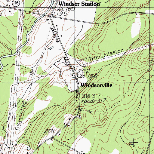Topographic Map of Windsorville, ME