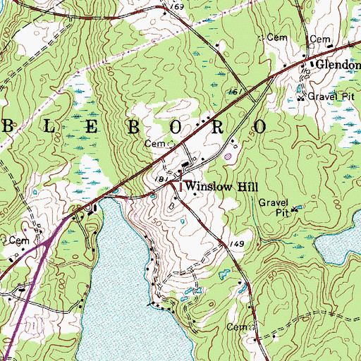 Topographic Map of Winslow Hill, ME