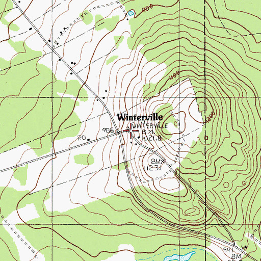 Topographic Map of Winterville, ME