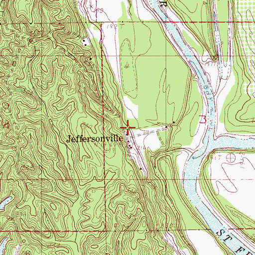 Topographic Map of Jeffersonville, AR