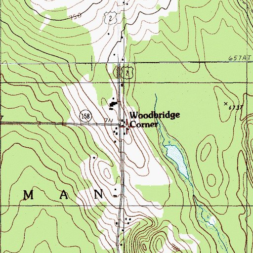 Topographic Map of Woodbridge Corner, ME
