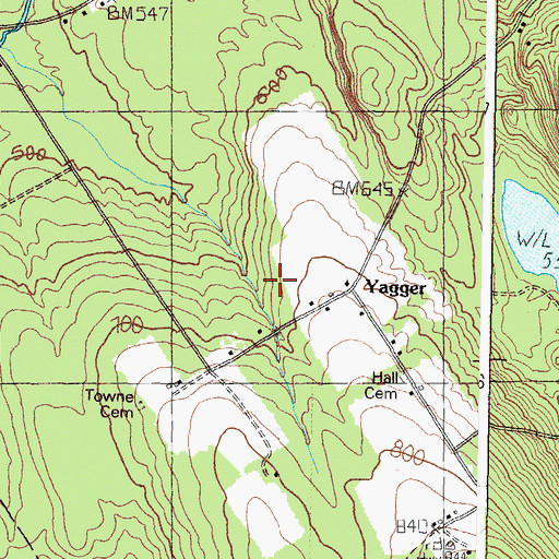 Topographic Map of Yagger, ME
