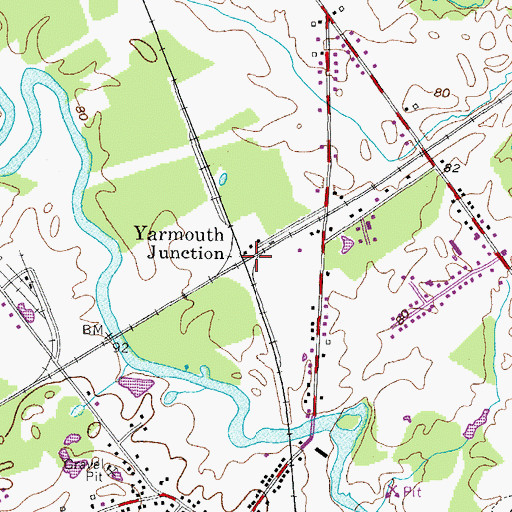 Topographic Map of Yarmouth Junction, ME