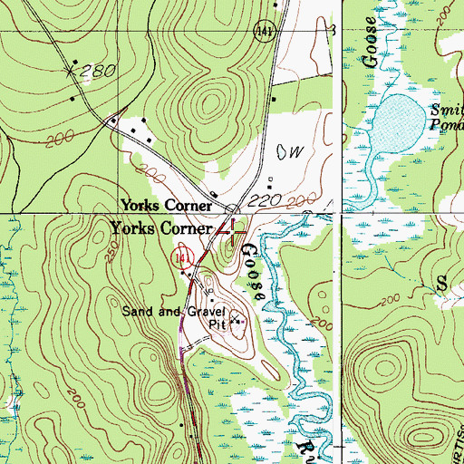 Topographic Map of Yorks Corner, ME