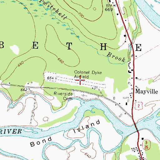Topographic Map of Bethel Regional Airport, ME