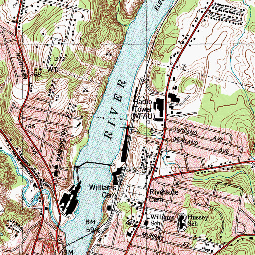 Topographic Map of Whitney Brook, ME
