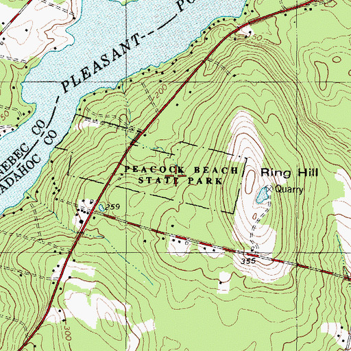 Topographic Map of Peacock Beach State Park, ME