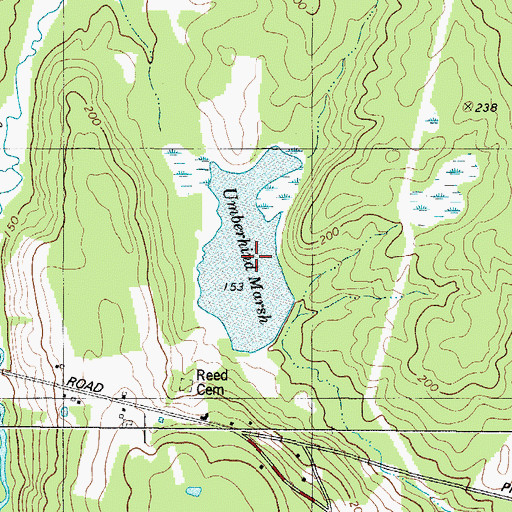 Topographic Map of Umberhind Marsh, ME