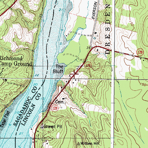 Topographic Map of The Bluff, ME