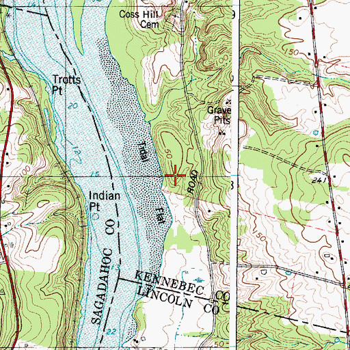 Topographic Map of Riverside Cemetery, ME