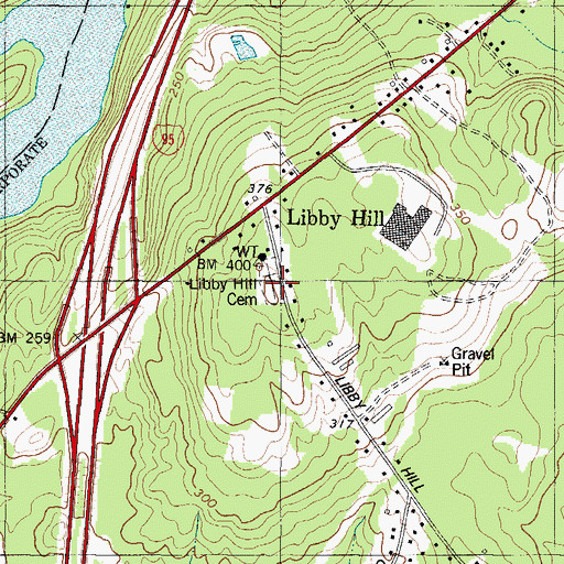 Topographic Map of Libby Hill Cemetery, ME