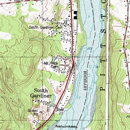 Topographic Map of Mount Hope Cemetery, ME