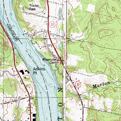 Topographic Map of Riverside Cemetery, ME