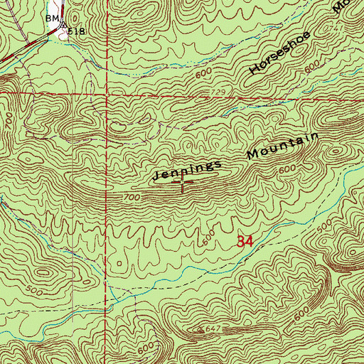 Topographic Map of Jennings Mountain, AR